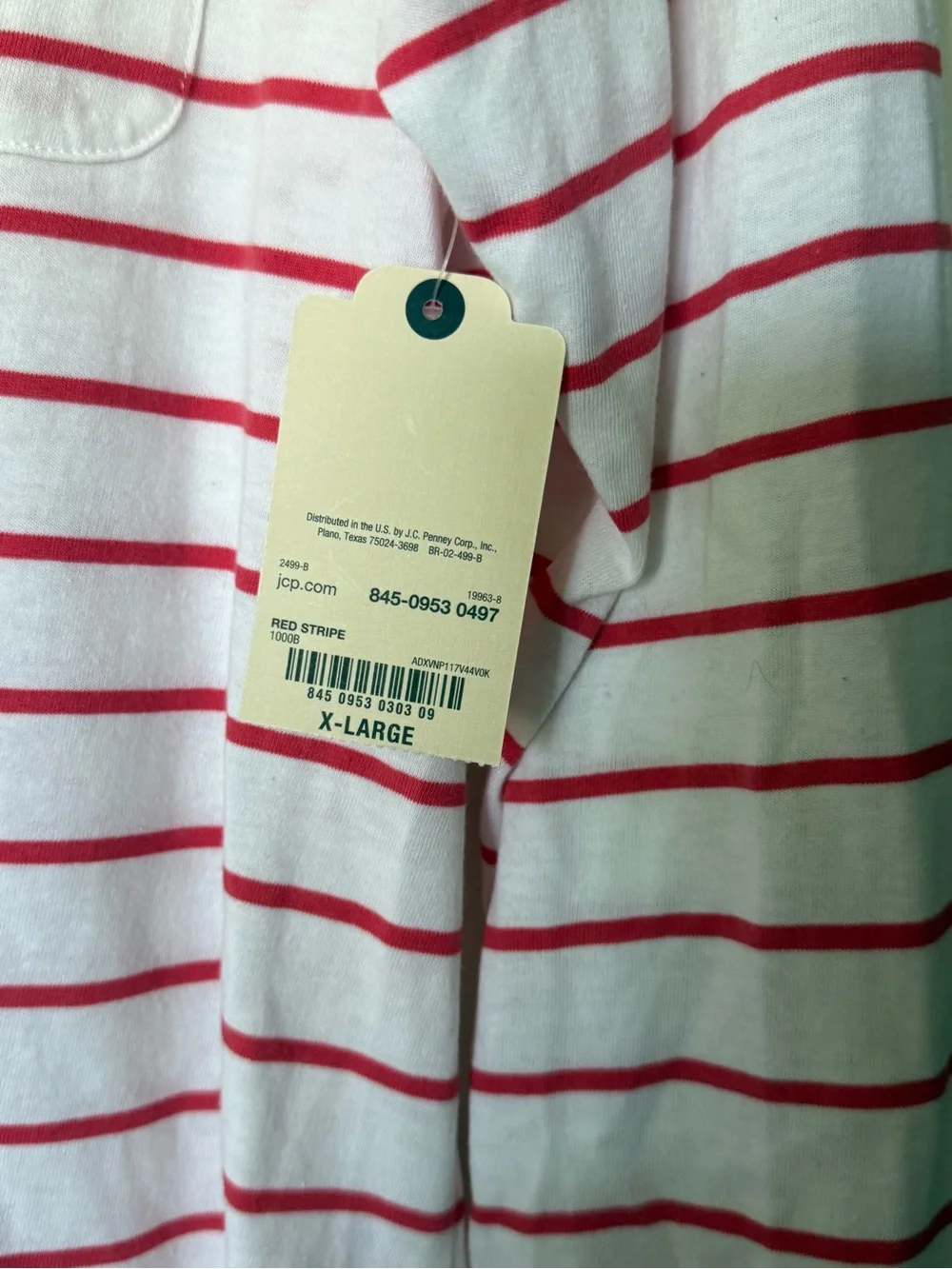 St. John's BayWhite Long Sleeve Tee with Red Stripes
